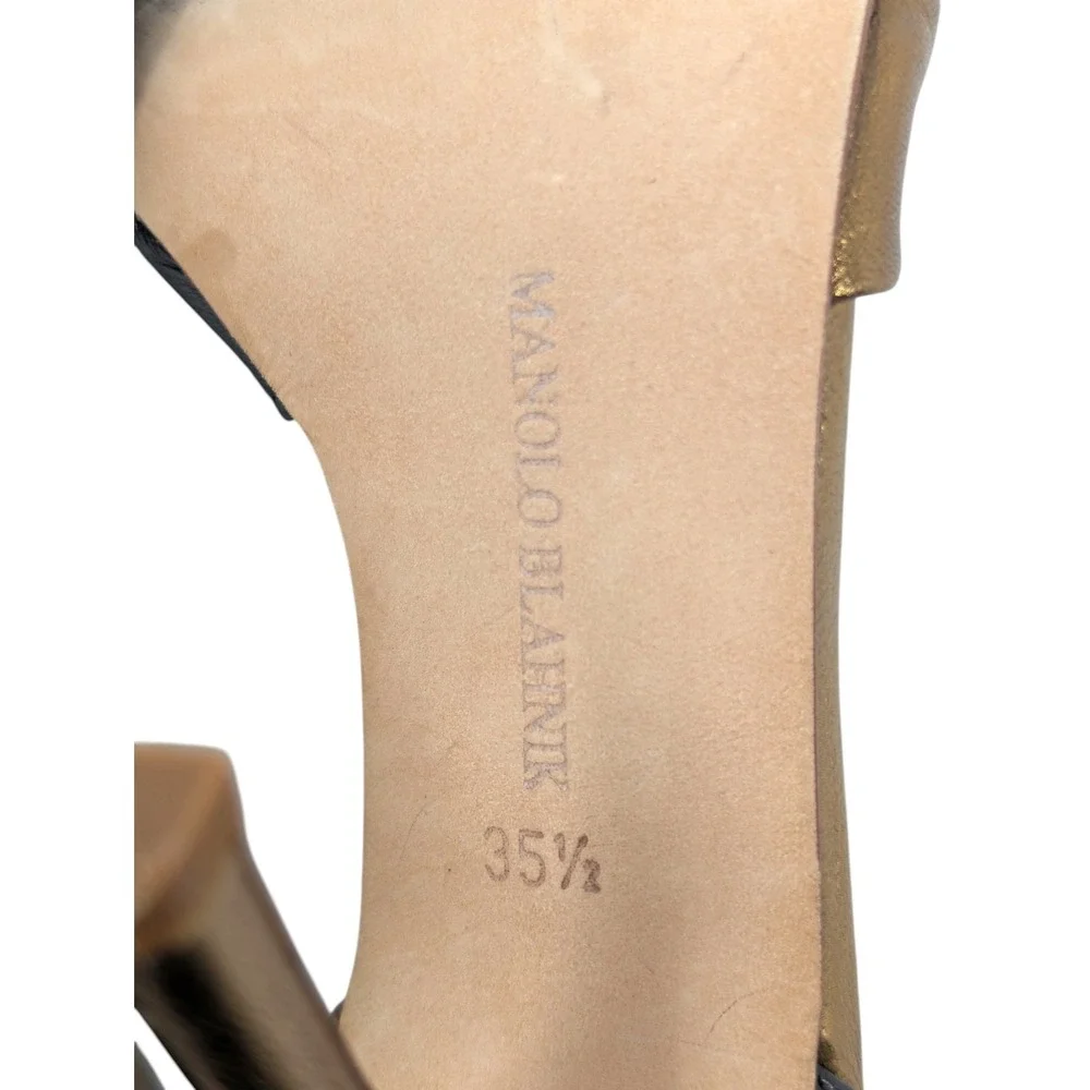 Manolo Blahnik Oggi Black Bronze Leather D'Orsay Heels EU 35.5